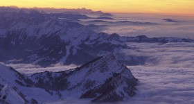 View from Mount Saentis, Swiss Alps, Appenzell Canton, Switzerland