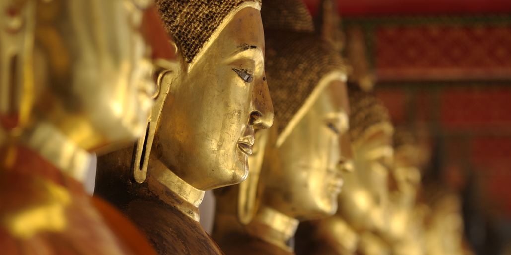 Row of Buddhas, Wat Pho, Old City, Bangkok, Thailand
